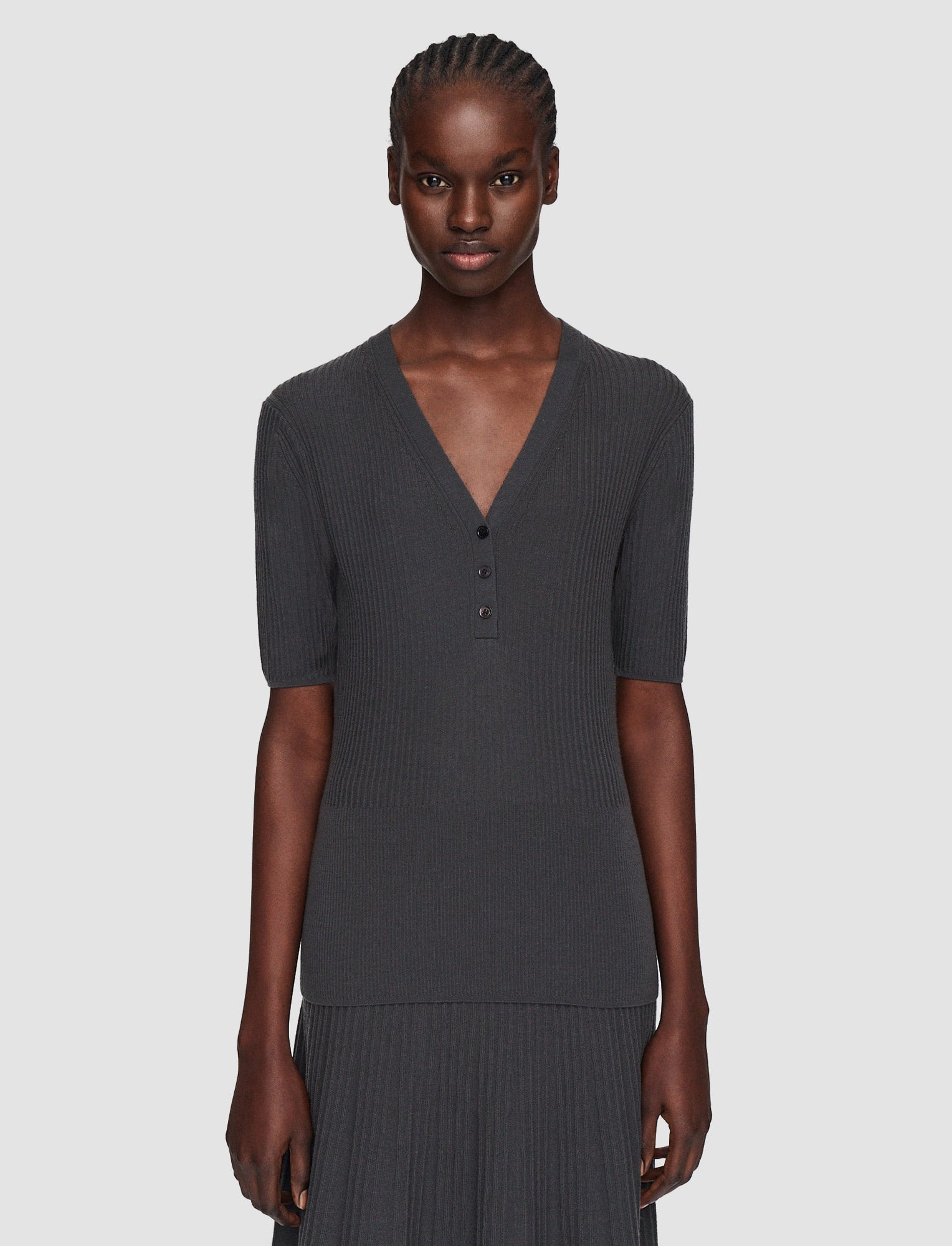 Merino Rib V Neck Top - 3