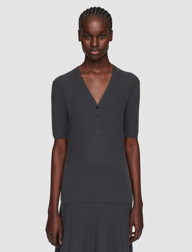 Merino Rib V Neck Top 3