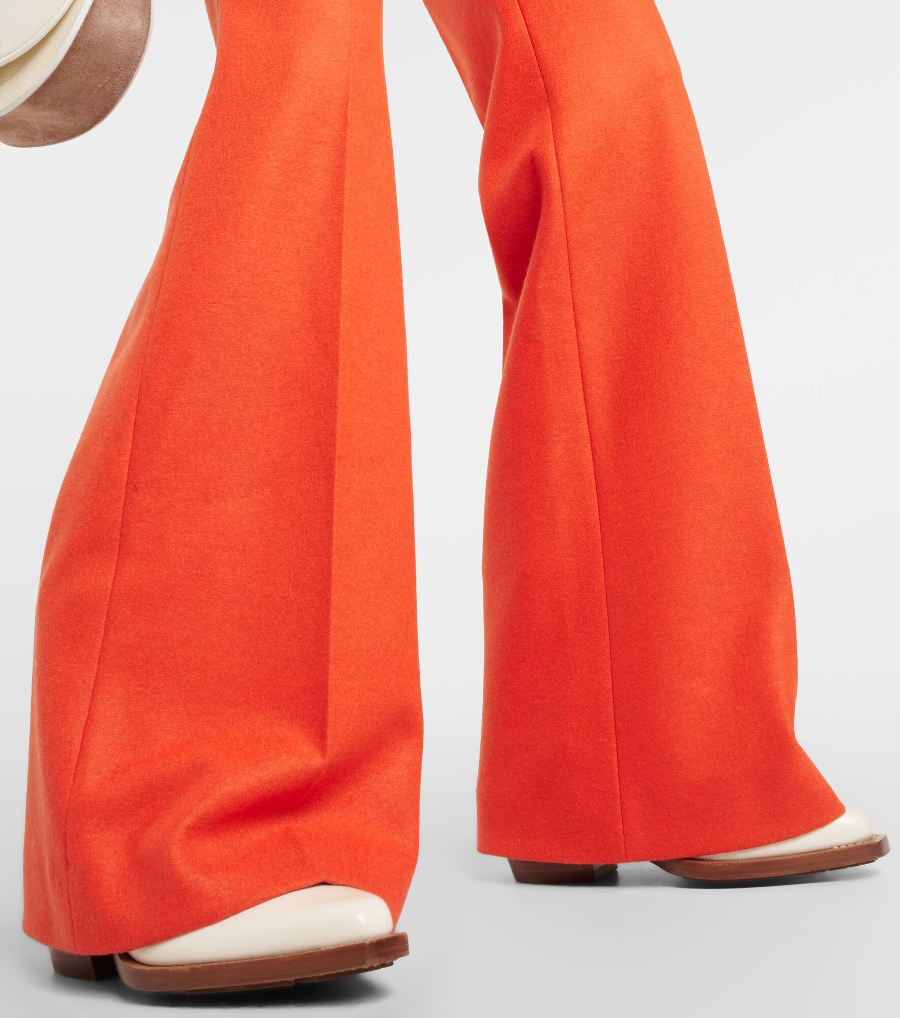 Felted wool and cashmere jersey flared pants - 5