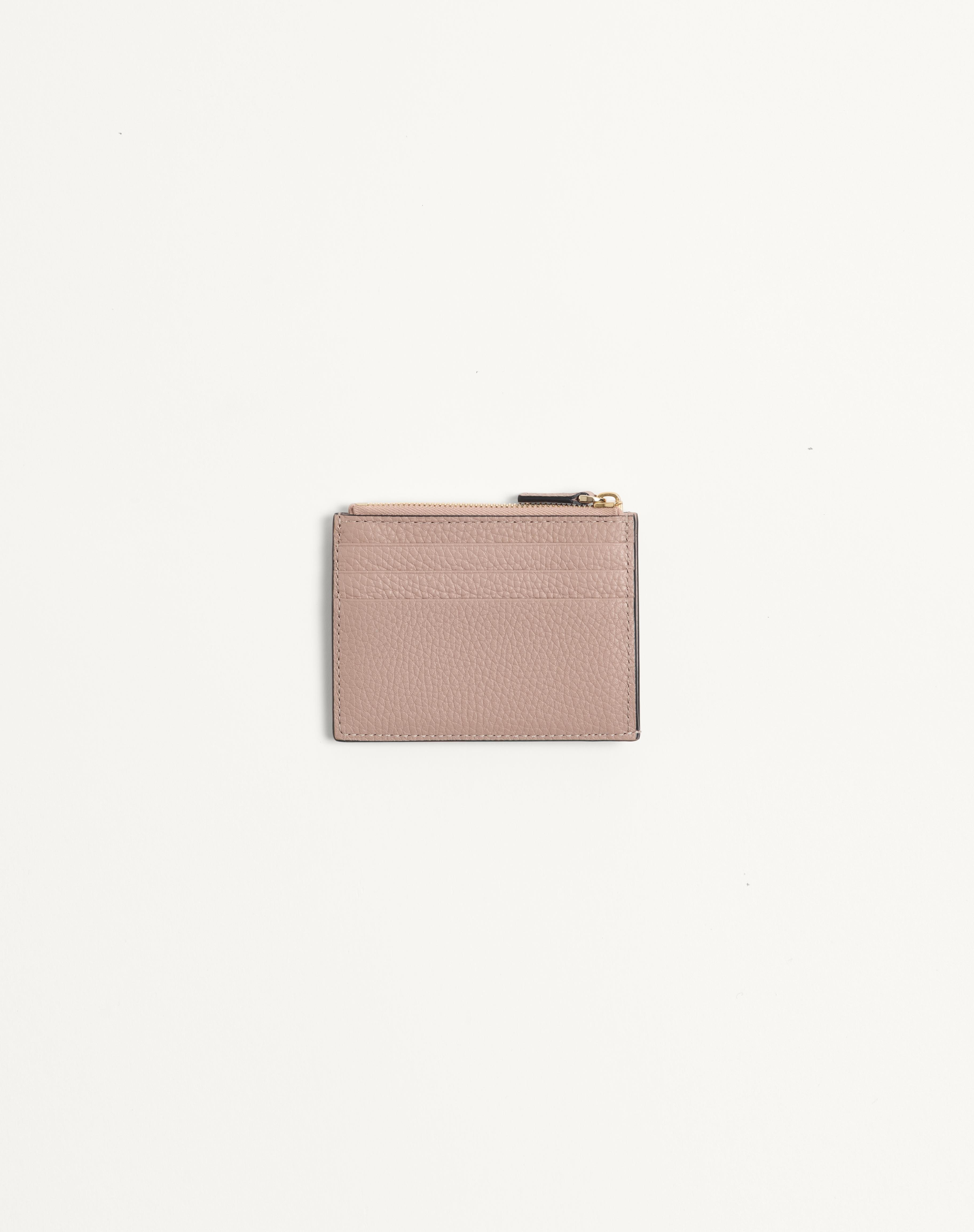 ROCKSTUD GRAINY CALFSKIN CARDHOLDER WITH ZIPPER - 3
