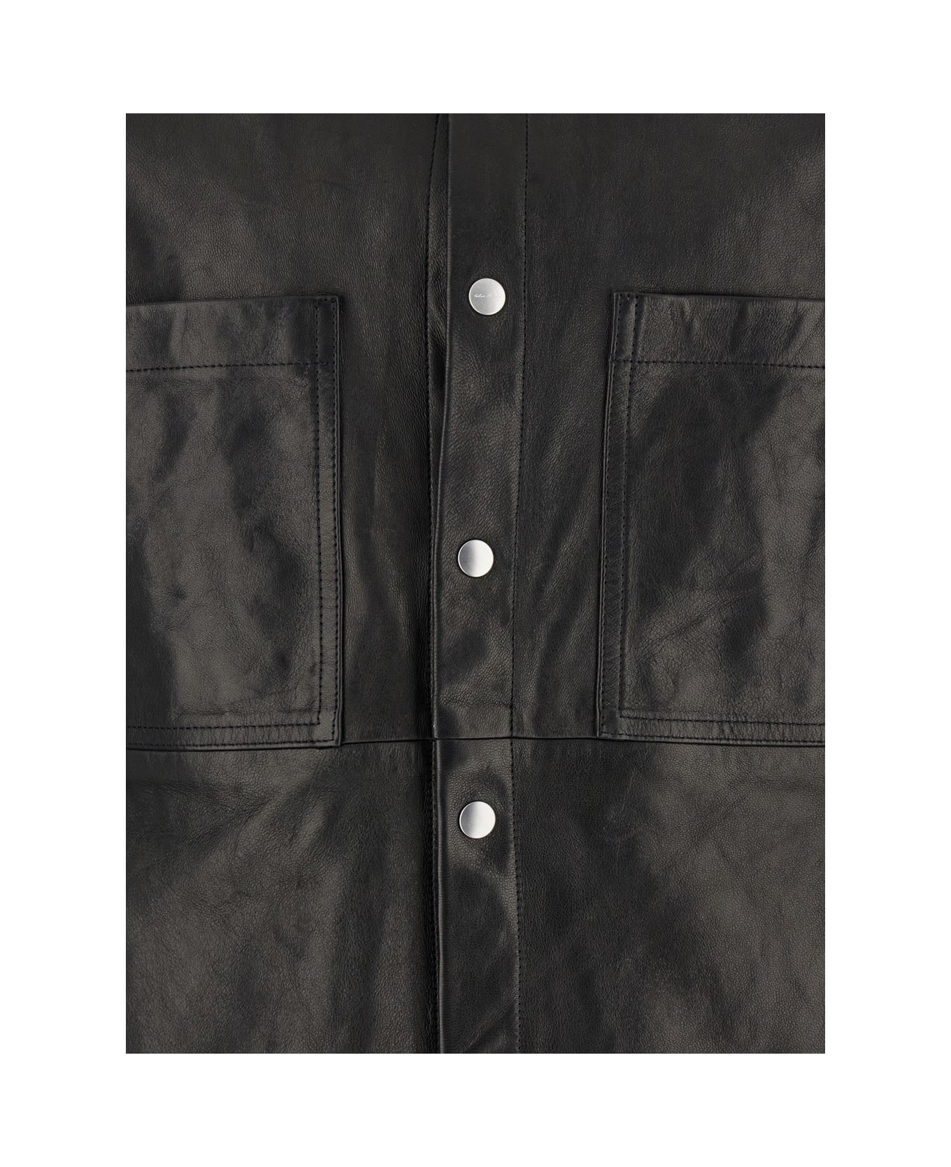 Black Jacket With Classic Collar In Leather Man - 3