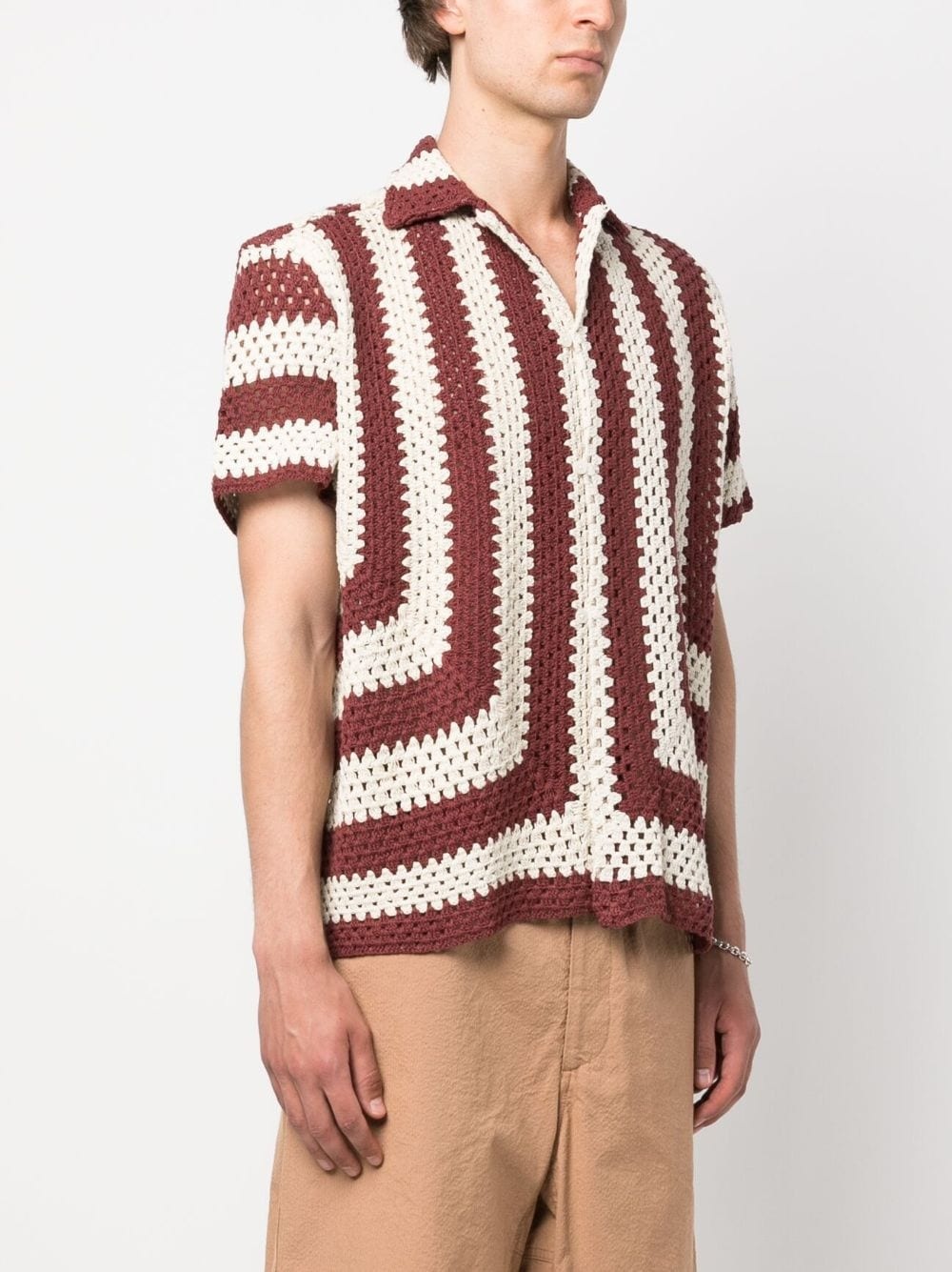 striped crochet-knit shirt - 3