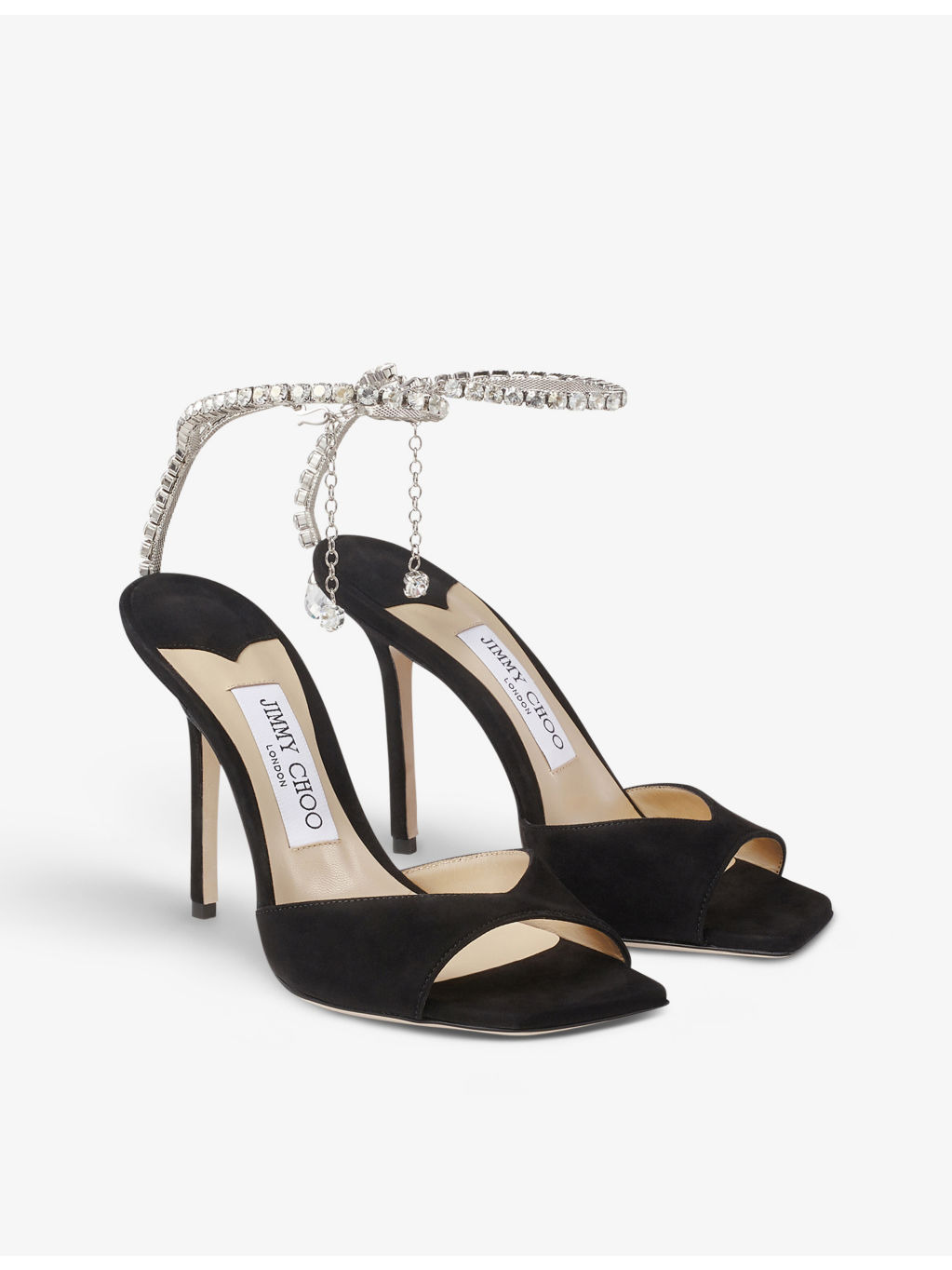 Saeda crystal-embellished suede courts - 3