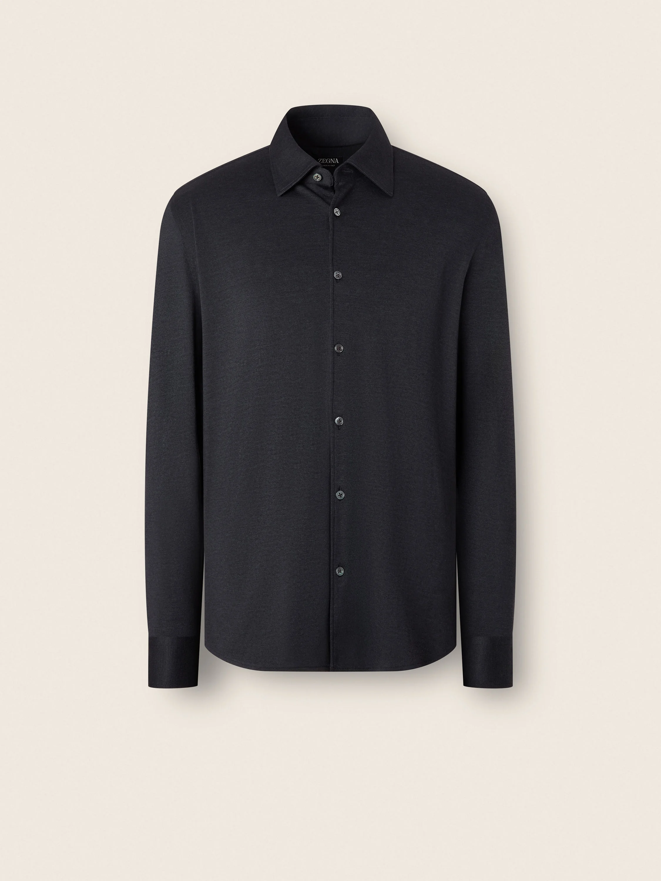 NAVY BLUE CASHMERE AND SILK SHIRT - 1