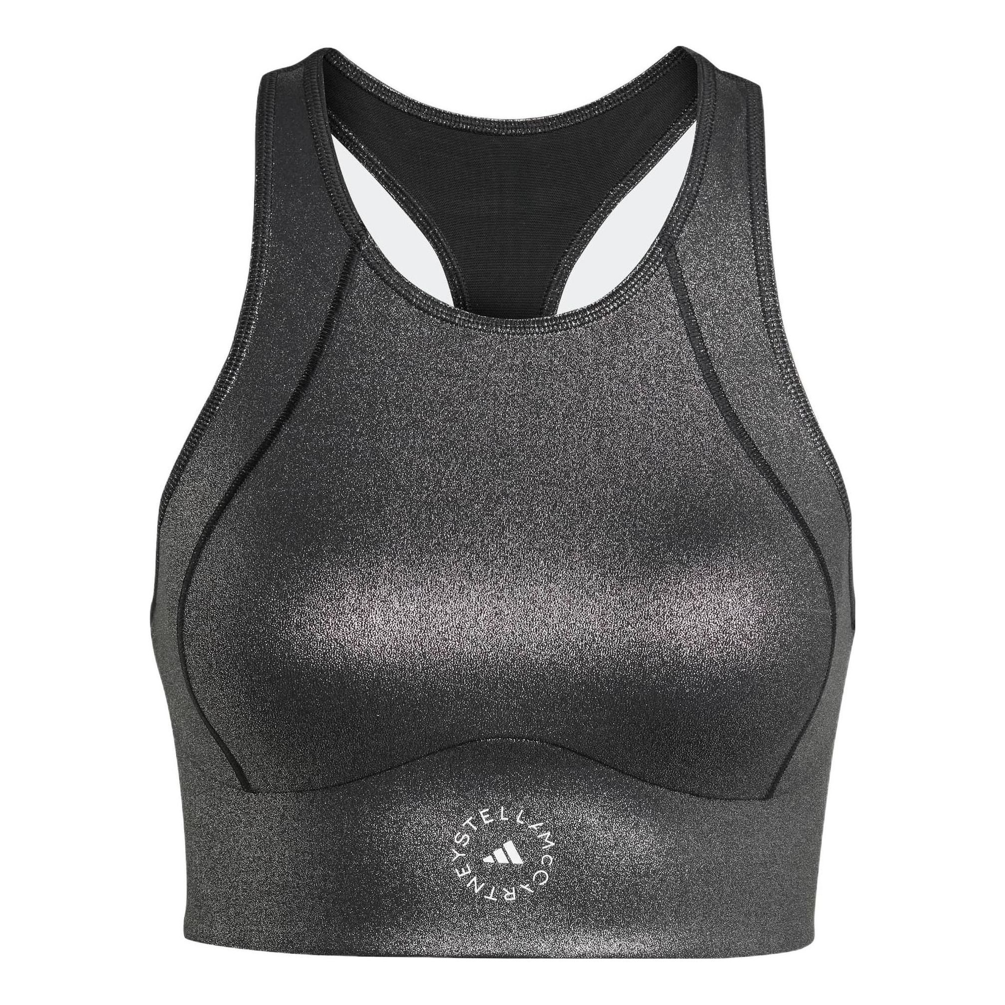 (WMNS) adidas by Stella McCartney Shiny Training Crop Top 'Black' HG6880 - 1