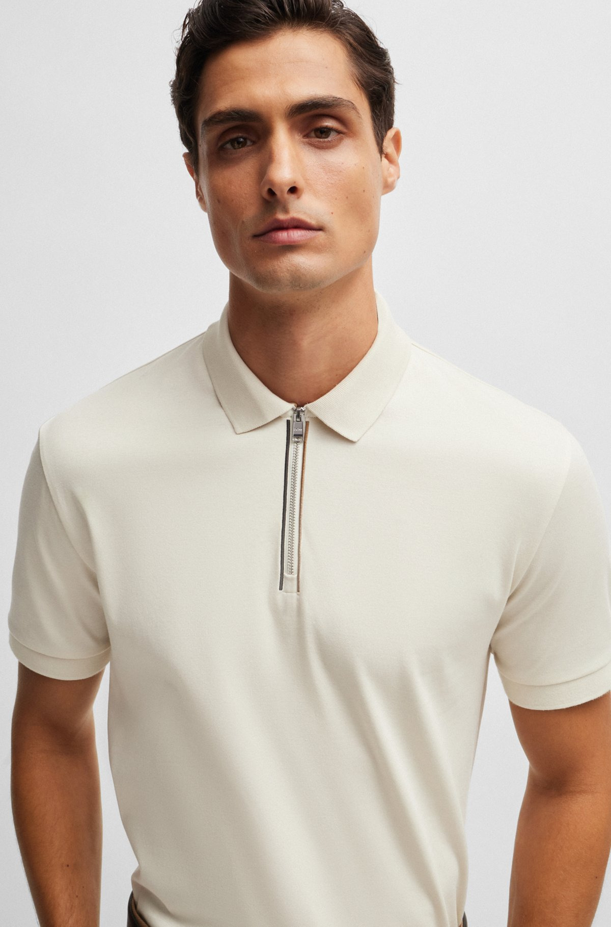 MERCERIZED-COTTON SLIM-FIT POLO SHIRT WITH ZIP PLACKET - 3