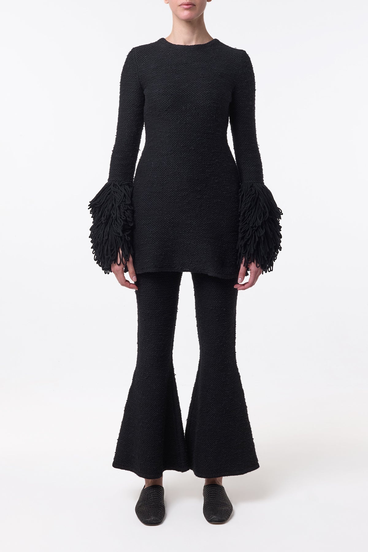Liam Knit Mini Dress in Black Cashmere Silk - 3