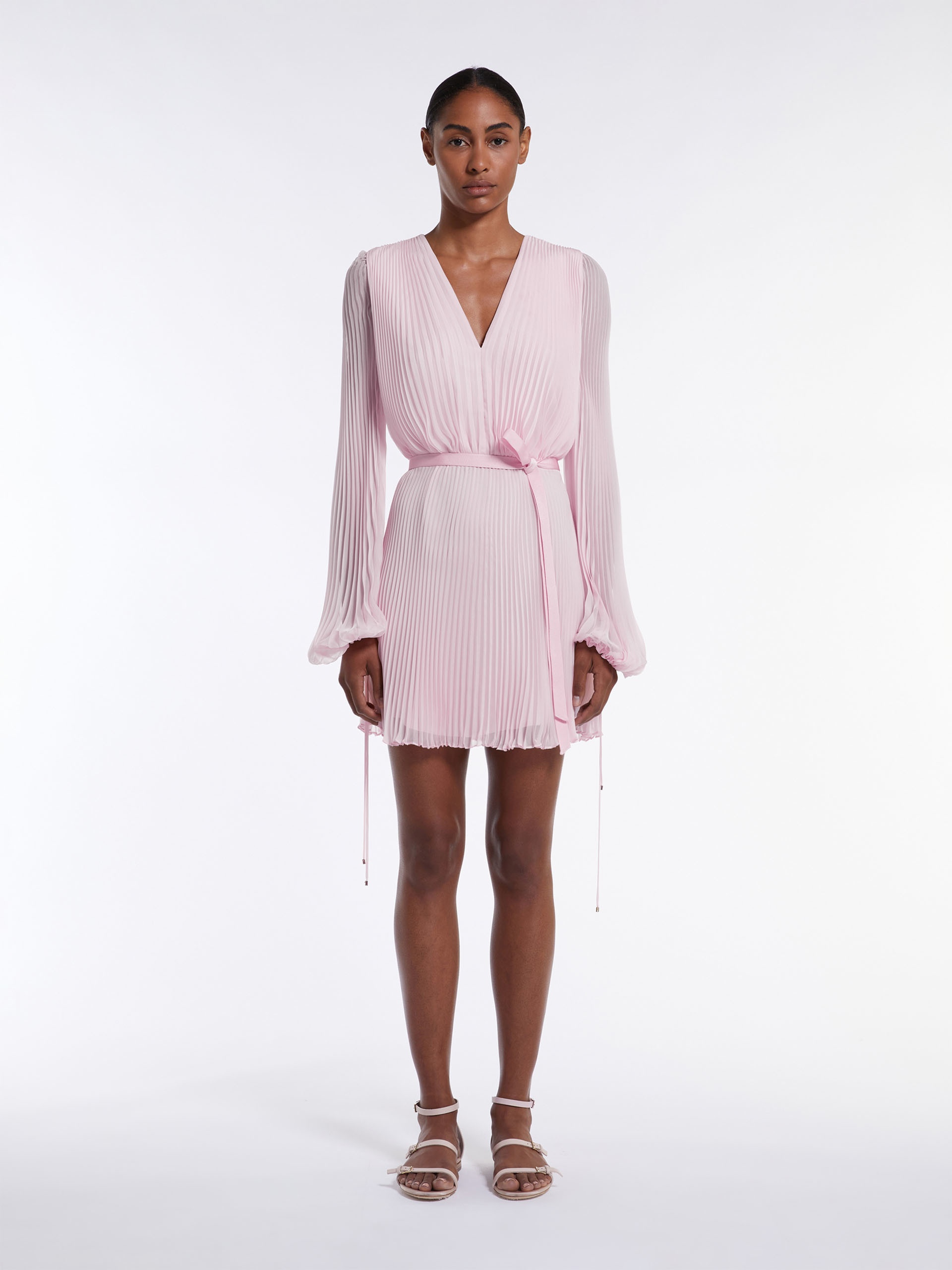 VISITA Pleated chiffon mini dress - 3