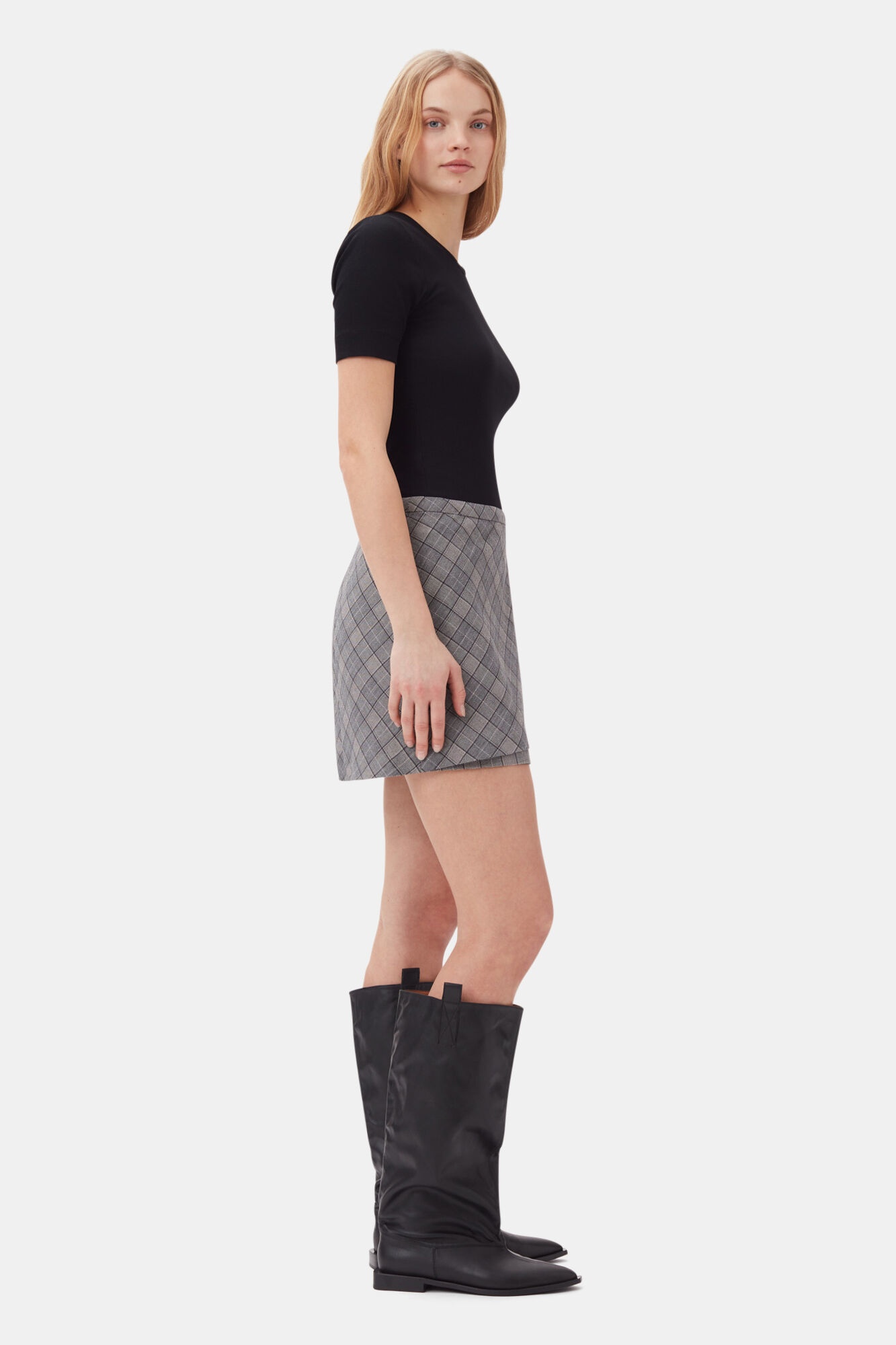 CHECKERED MINI SKIRT - 4