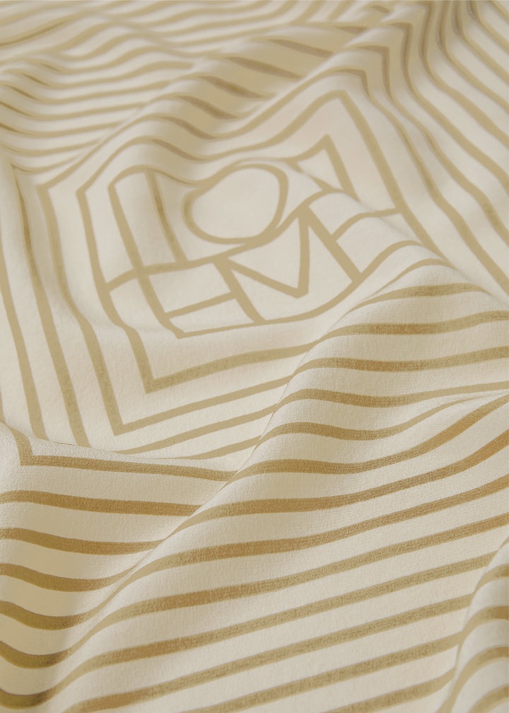Centered monogram silk scarf peanut butter 9