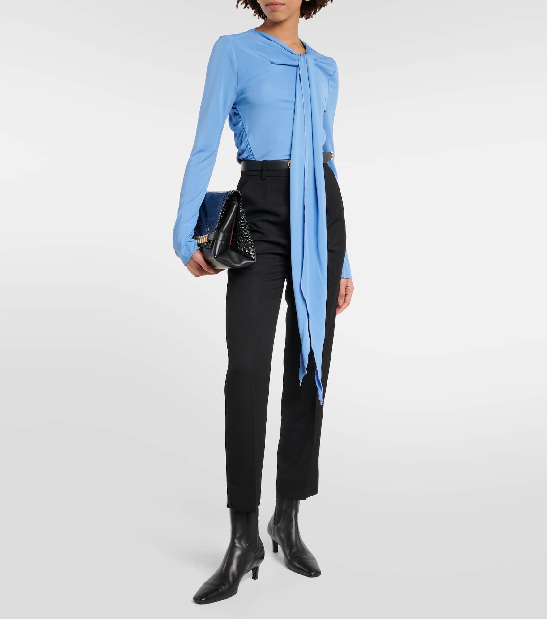 High-rise wool-blend straight pants - 2