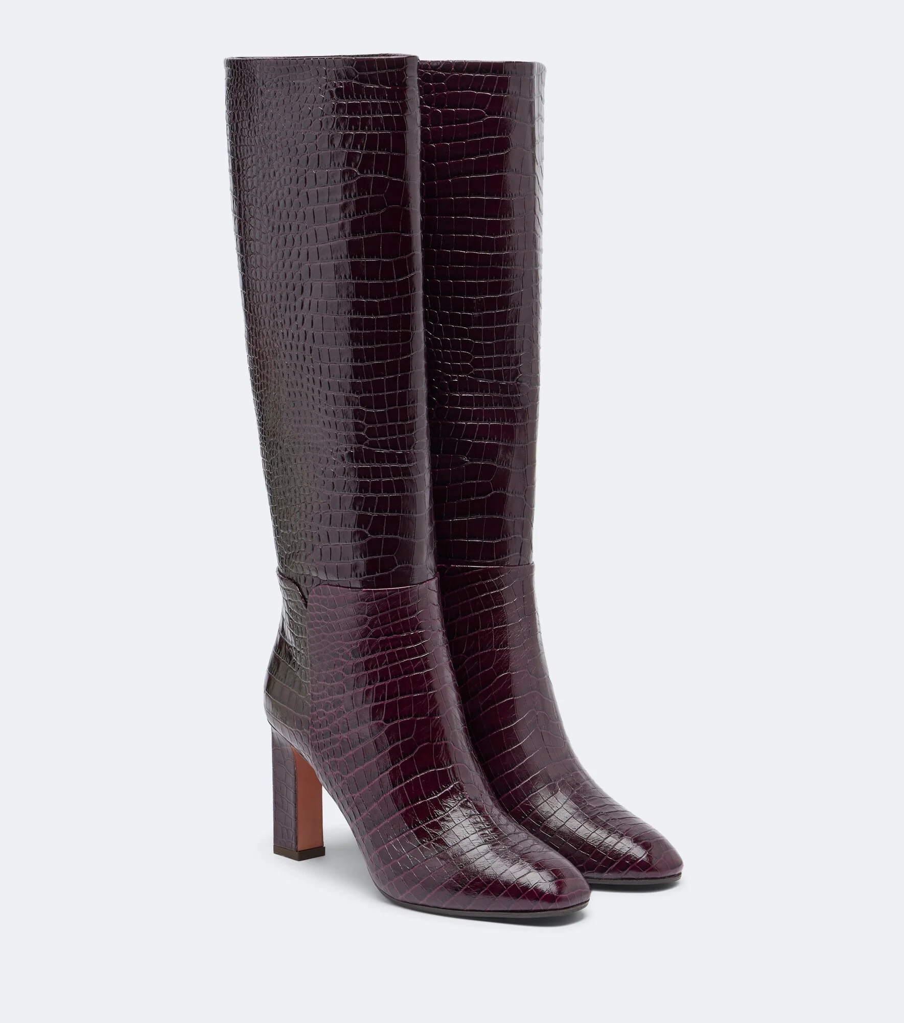 Sellier croc-effect leather knee-high boots - 1