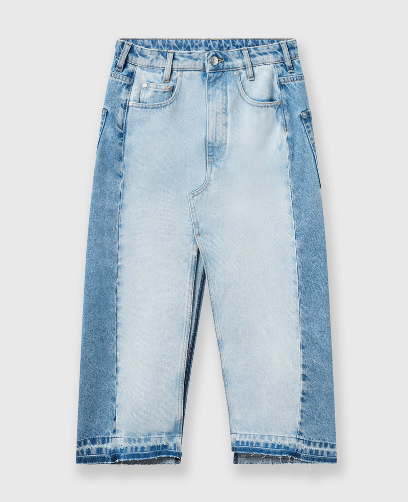 Contrast Panel Denim Skirt - 1