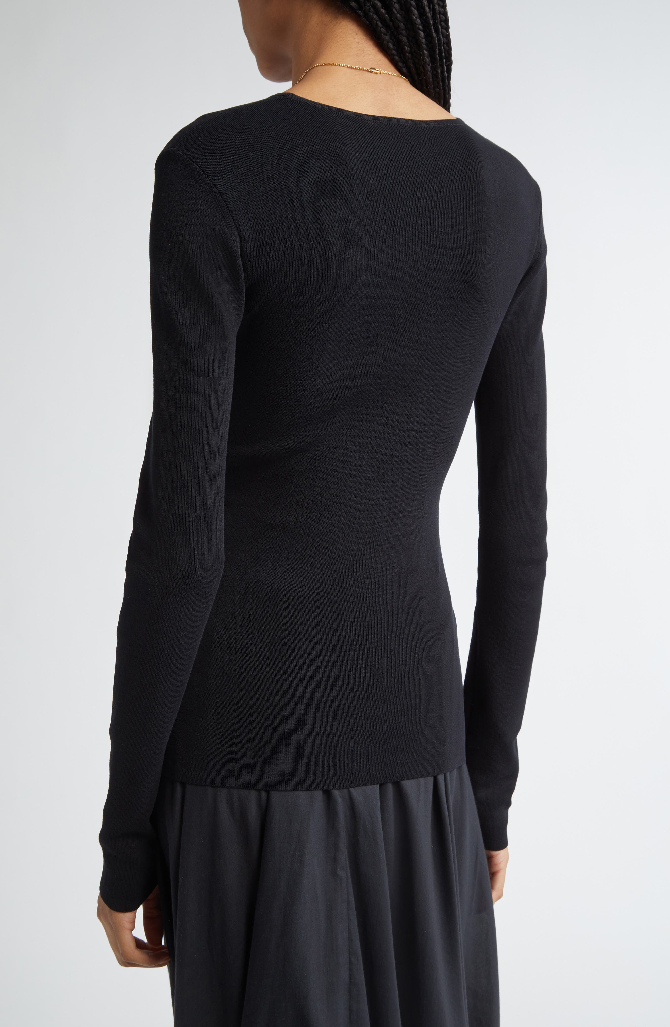 TOTEME Compact Organic Cotton Top in Black at Nordstrom - 3