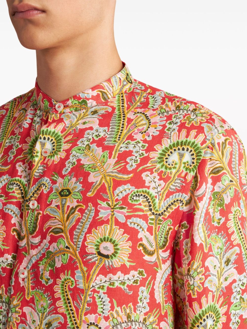 floral-print button-up shirt - 4
