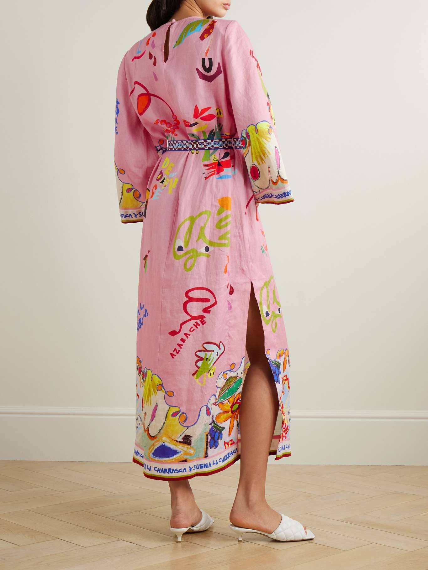 + Nadia Hernández La Charrasca belted printed linen midi dress Multi - 3