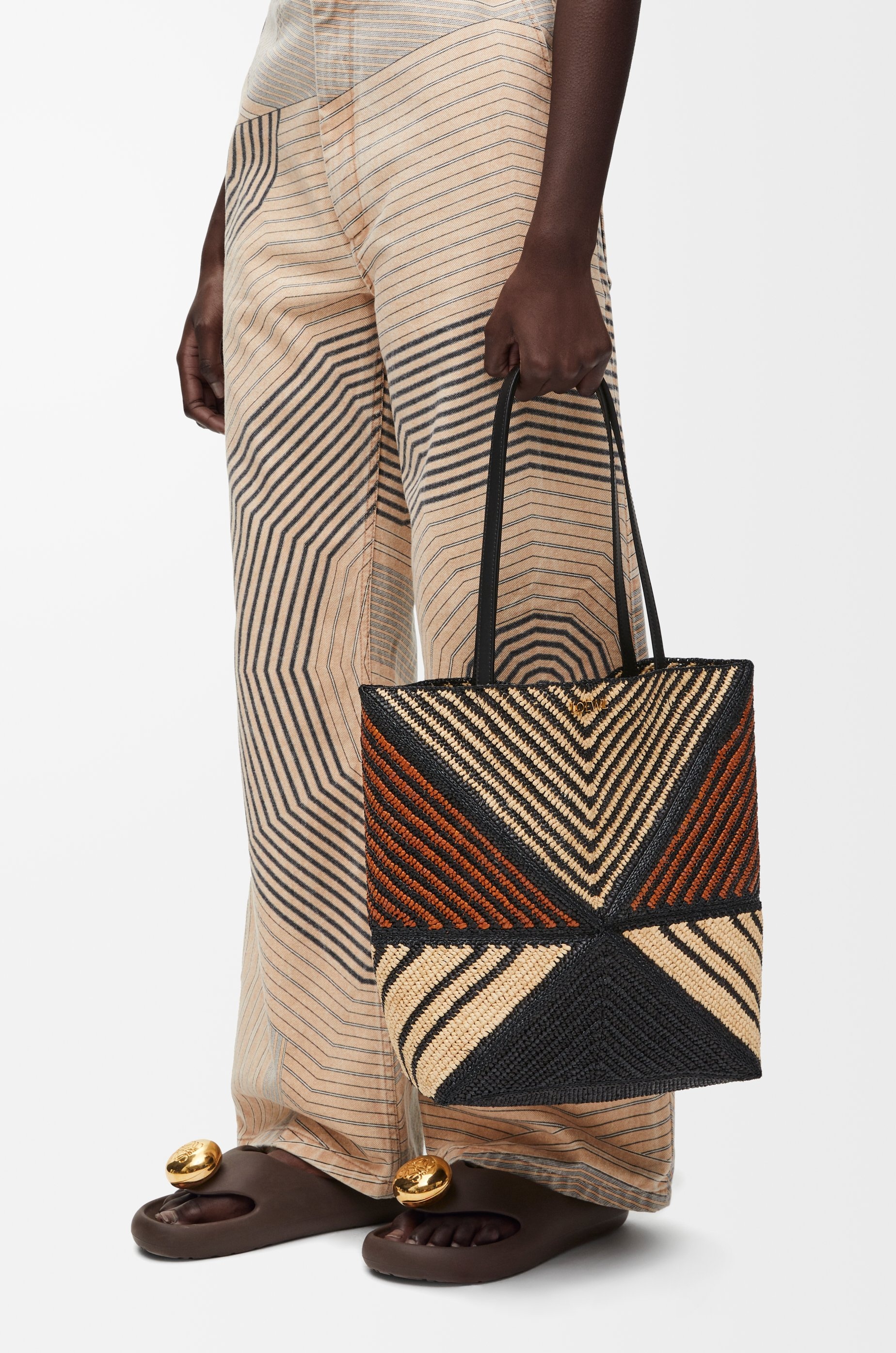 Puzzle Fold Tote in raffia - 3