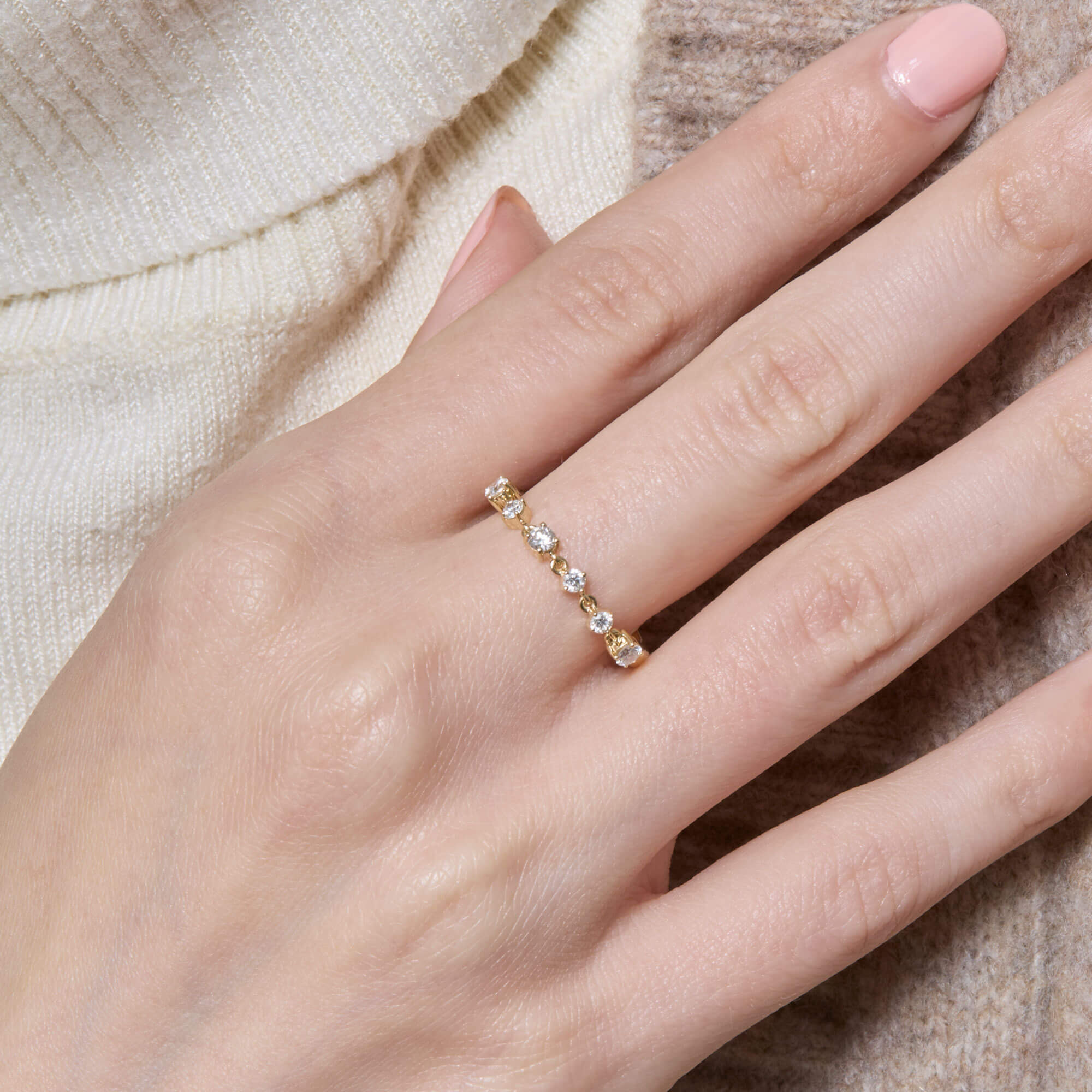LAB-Created Diamond Chain Ring - 2