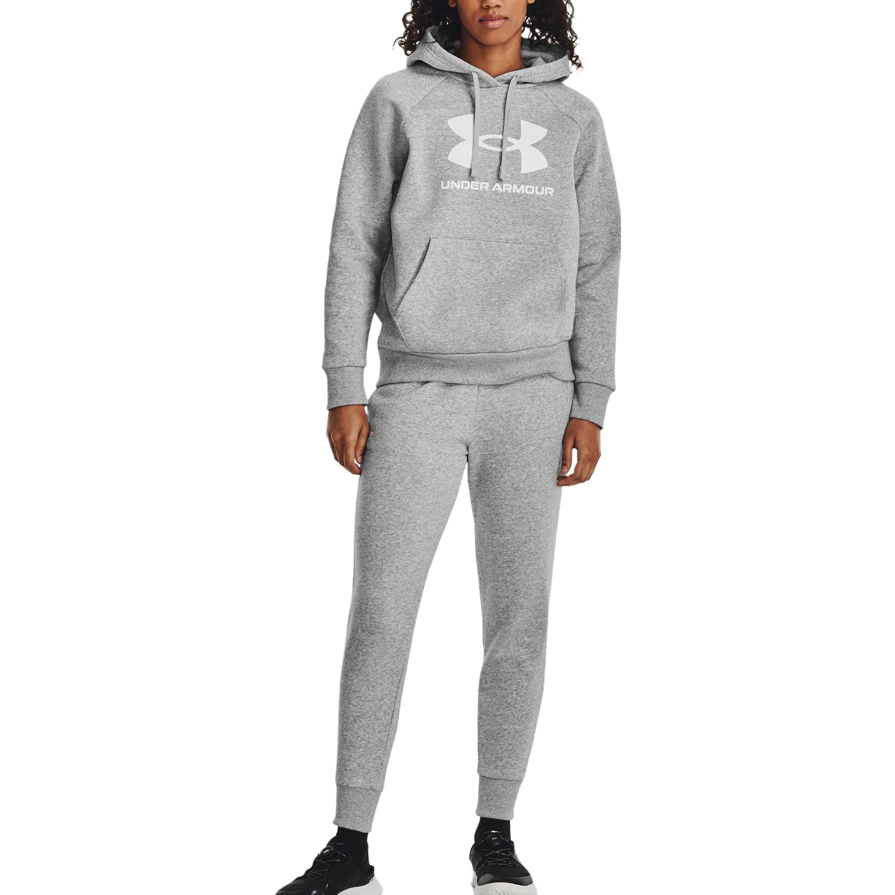 (WMNS) Under Armour Rival Fleece Big Logo Hoodie 'Light Grey' 1379501-012 - 3