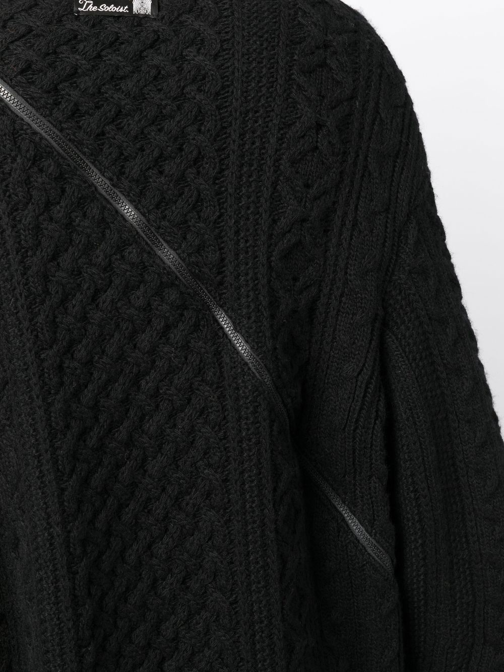 zip-detail Aran-knit cardigan - 5