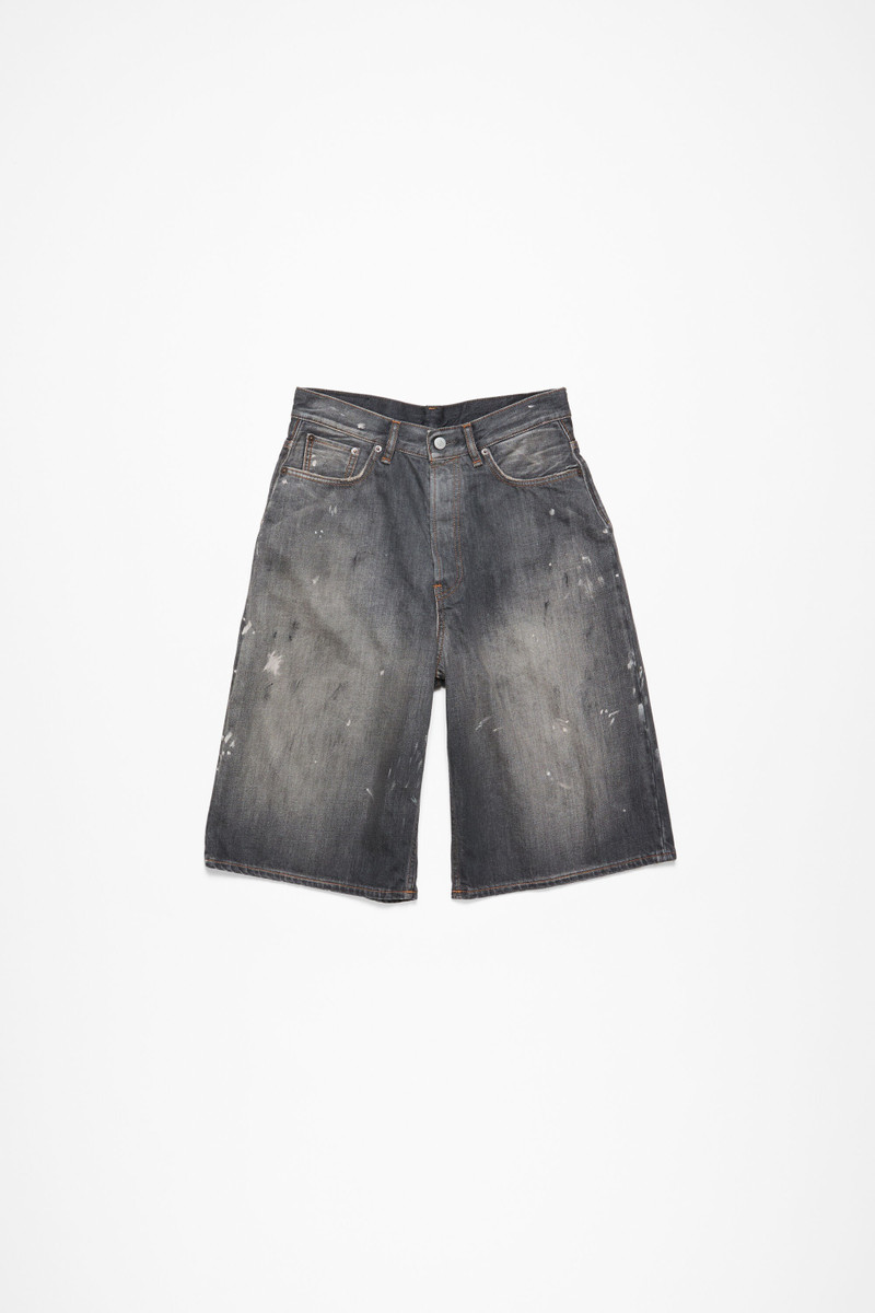 Denim shorts - loose fit - Black - 1