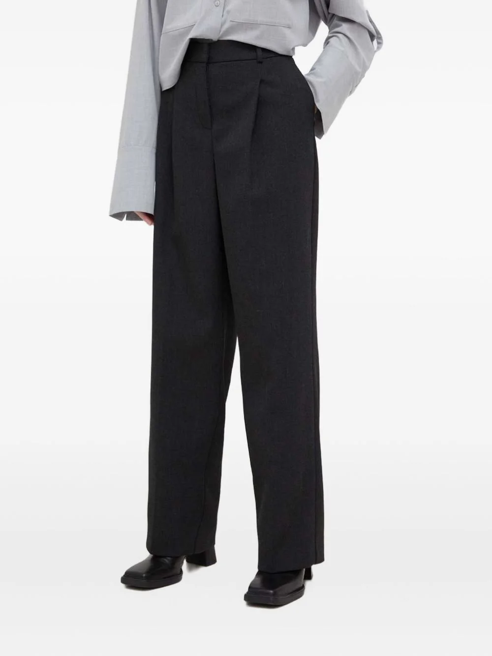 pleated belt-loops trousers - 1
