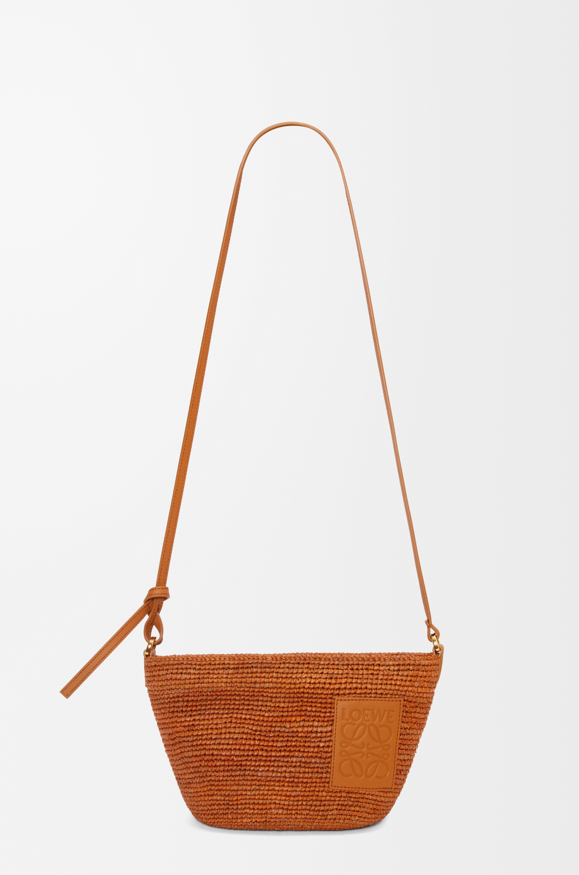 Slit Pochette bag in raffia and calfskin - 5