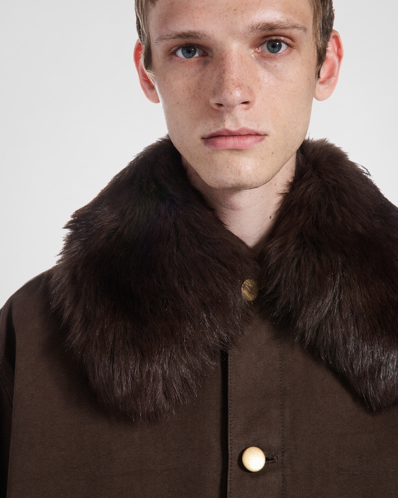 Cotton jacket with shearling collar 3