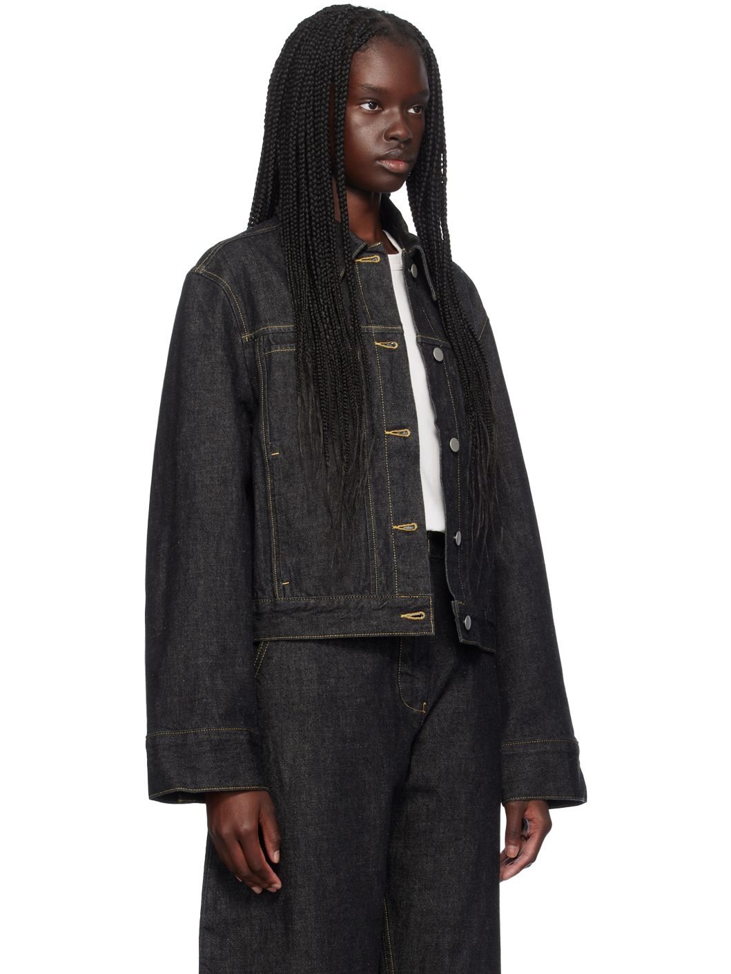 Studio Nicholson Black Tahoe Denim Jacket | ssense | REVERSIBLE