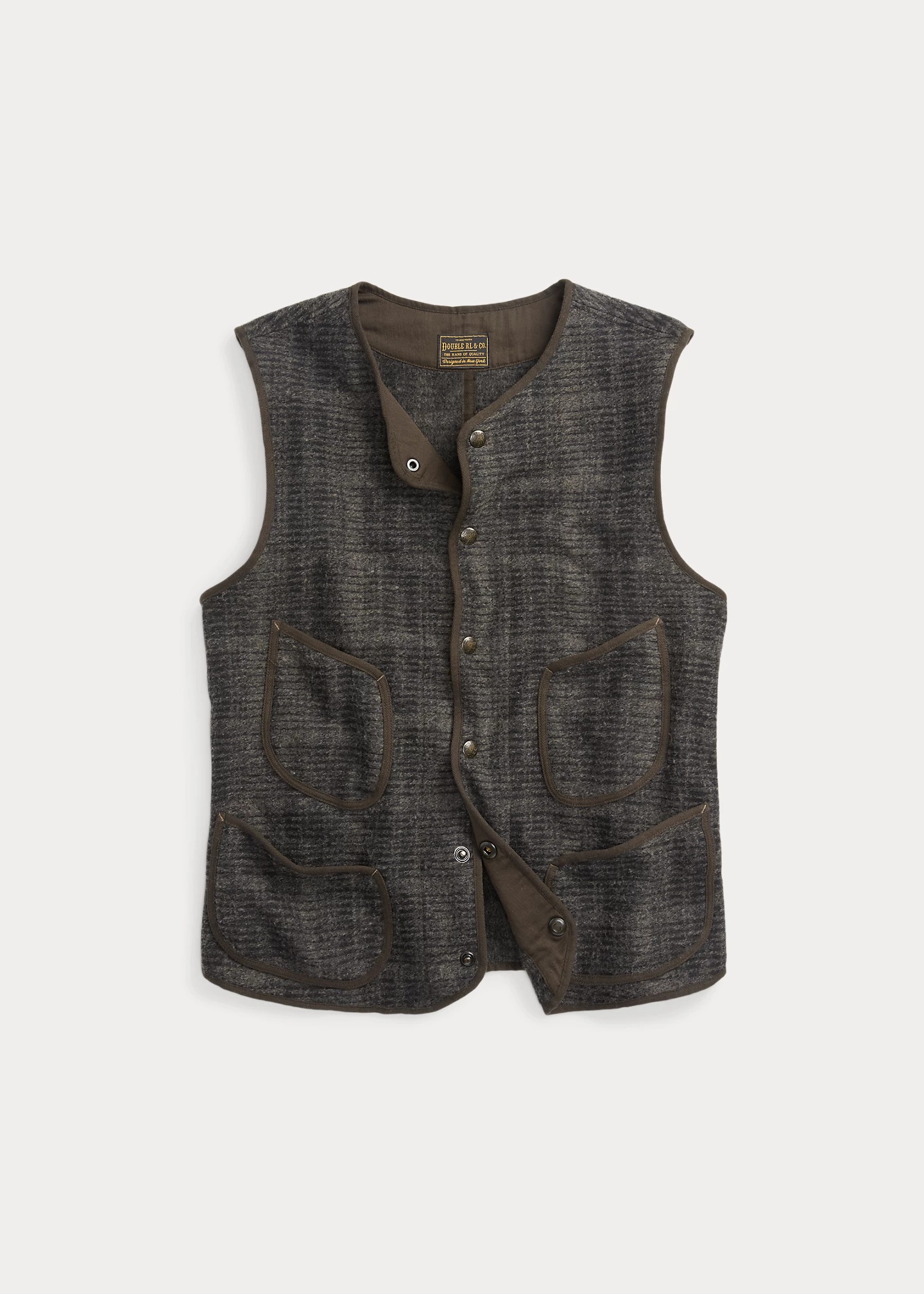RRL by Ralph Lauren Plaid Double Knit Jacquard Vest REVERSIBLE