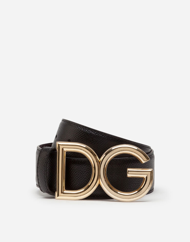 Reversible belt in dauphine calfskin with DG logo - 1