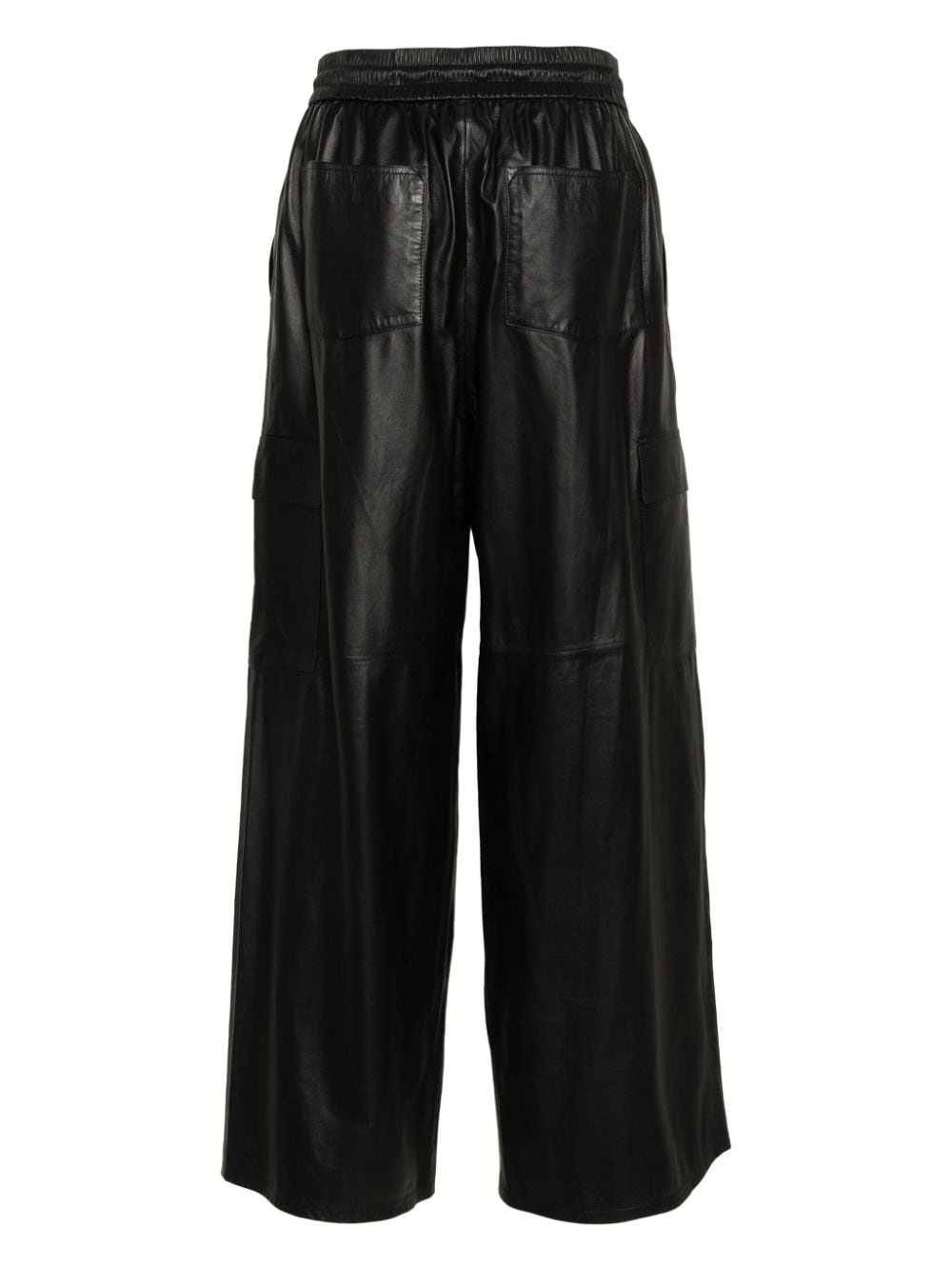 wide-leg leather cargo trousers - 2