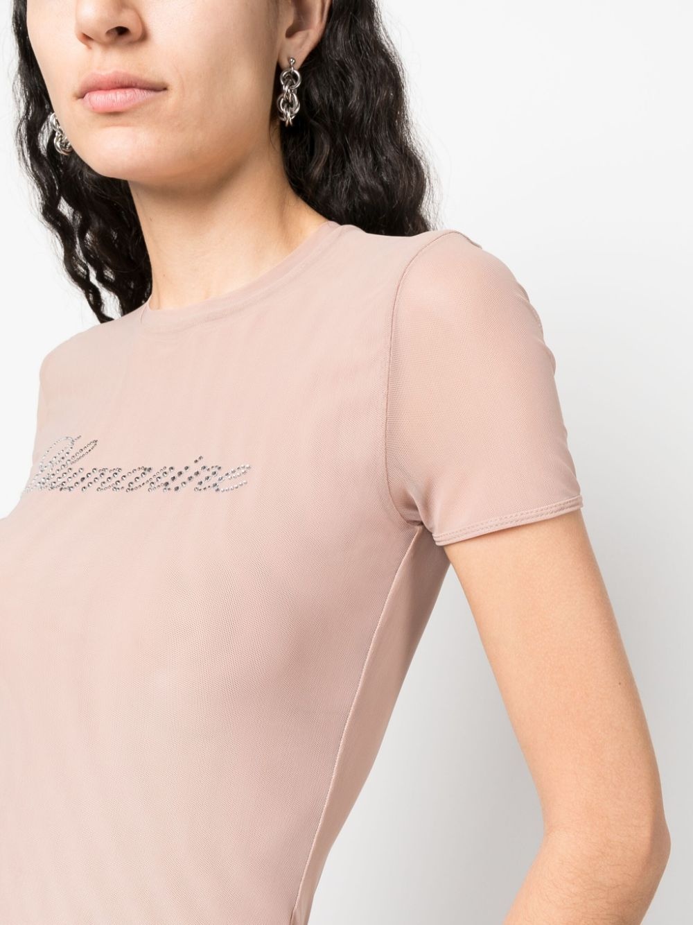 logo-embellishment mesh T-shirt - 5