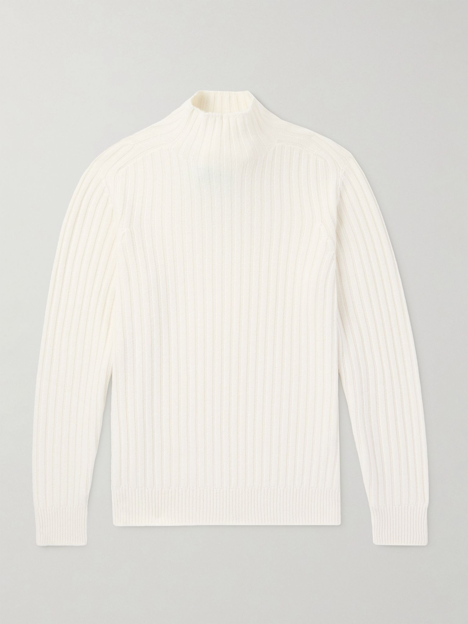 Ribbed Cashmere Sweater Ecru - 1