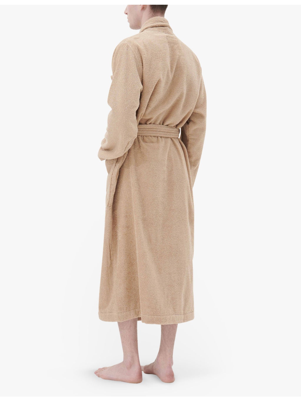 Shawl-collar removable-belt organic-cotton robe - 4