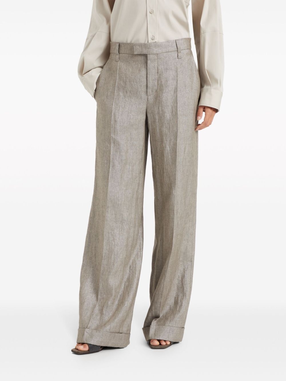 Linen flared trousers - 5