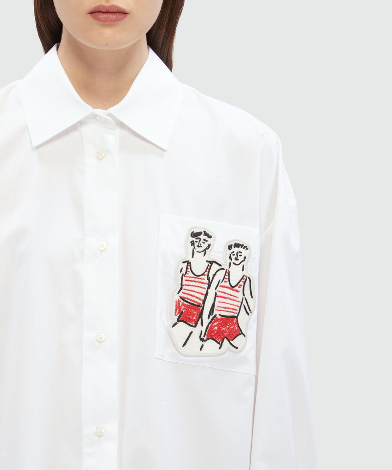 화이트 포 플린 셔츠 "두 개의 Sailors" 자수 루크 에드워드 홀 x MSGM 5