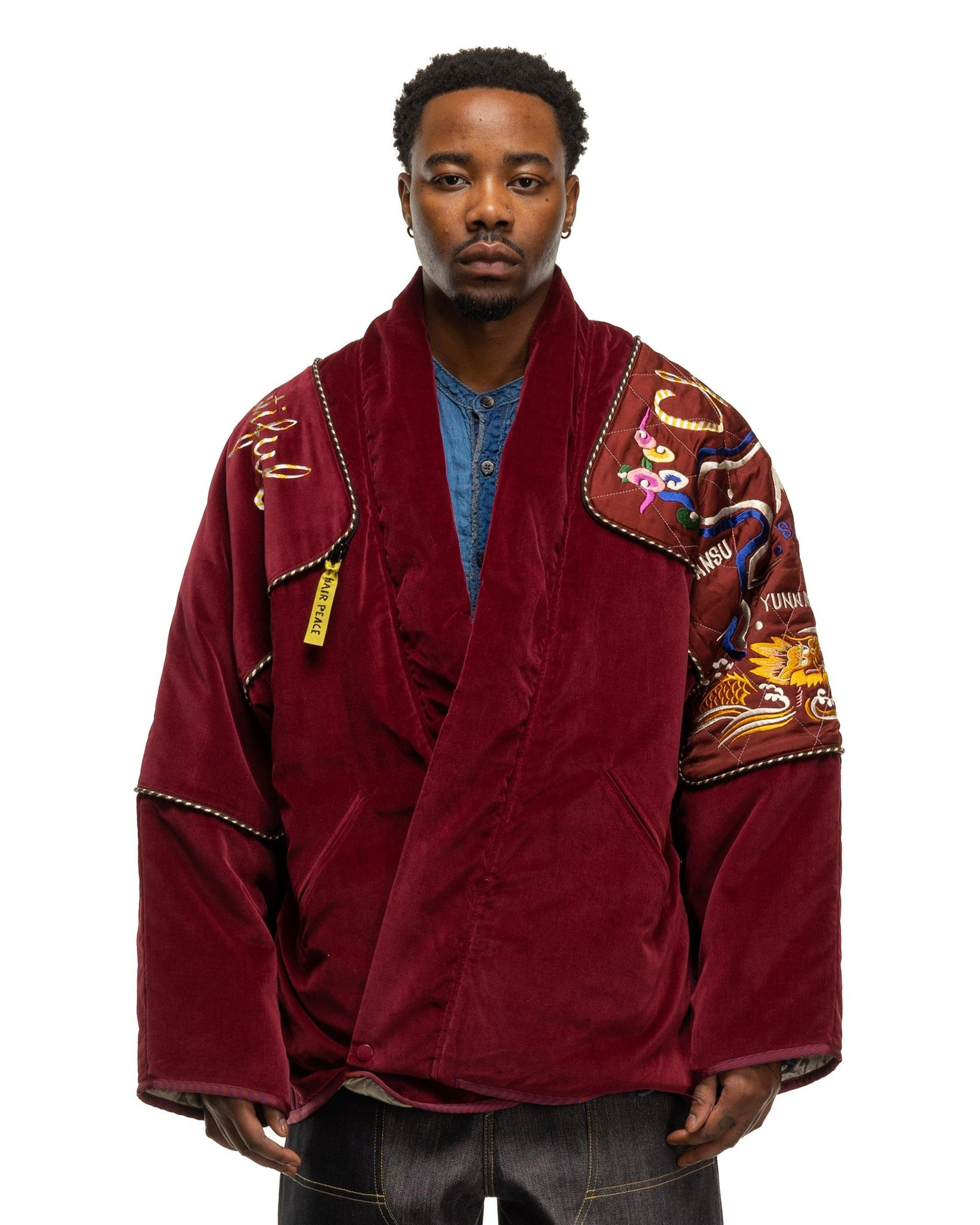 Velveteen KESA SHAM BOMBER JKT (Beautiful CHINA) Burgundy - 4