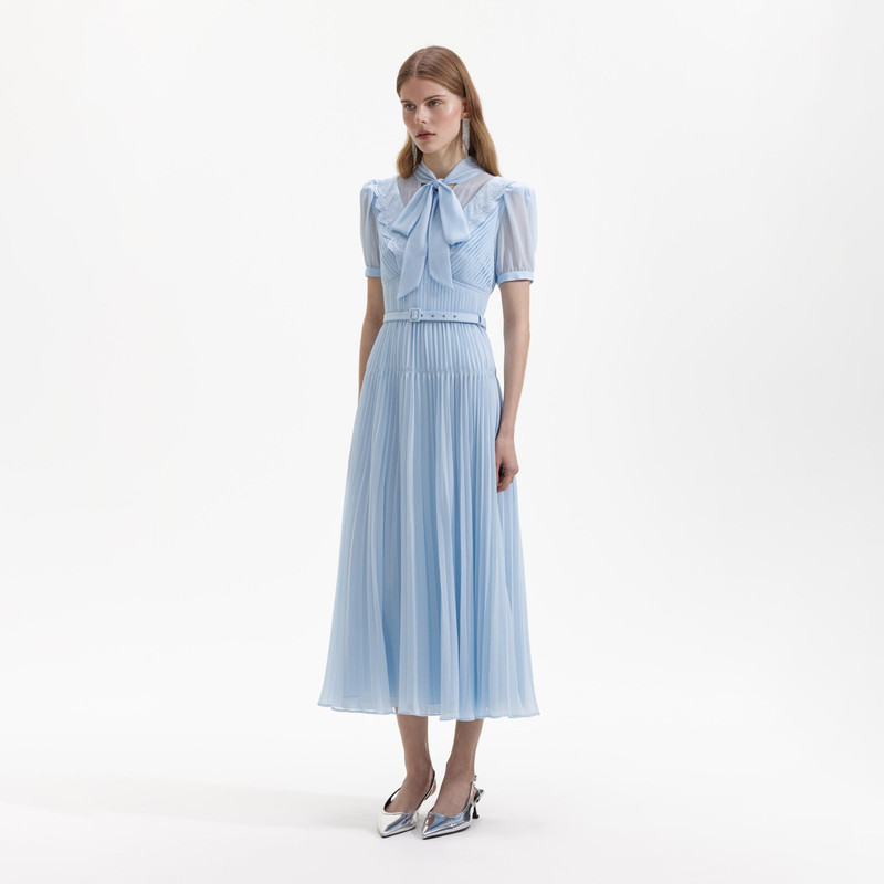 self portrait blue chiffon dress Bonnie Blue Sweater Dress