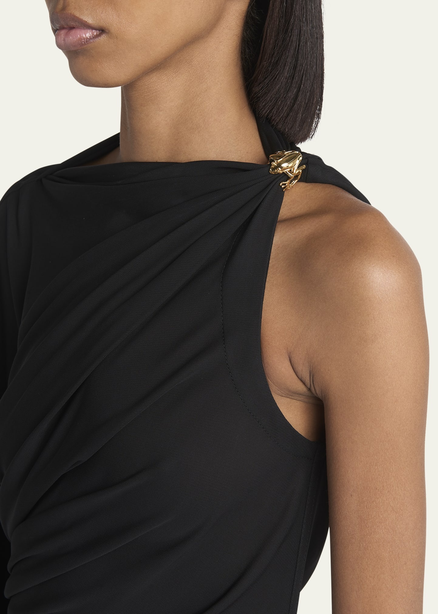 Frog Draped Matte Viscose Jersey Cape Dress - 5