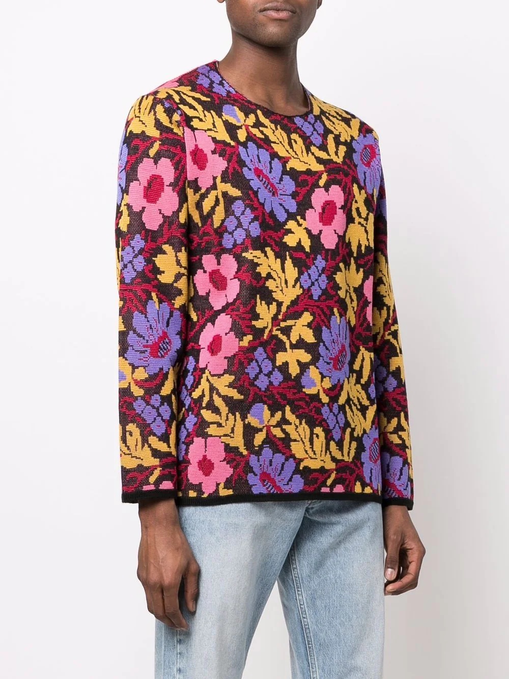 floral-jacquard sweater - 3