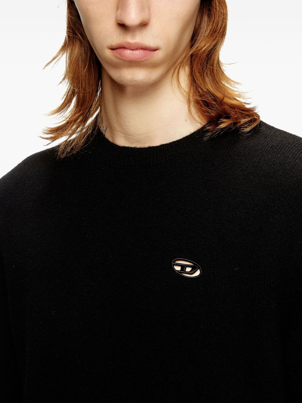 embroidered-cutout logo crew-neck sweater - 5