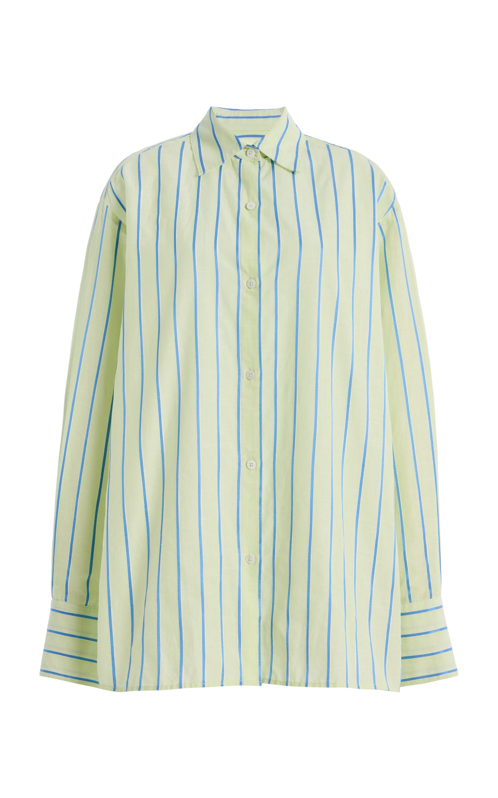 Stripe Boxy Long Sleeve Button Up green - 1