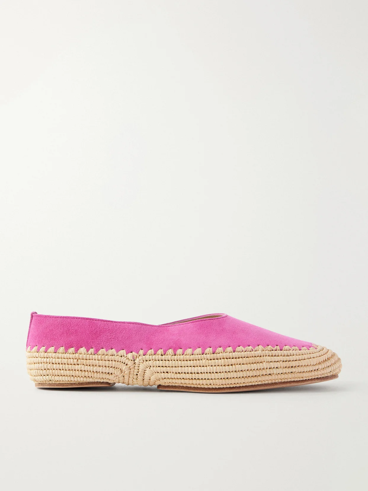 Suede And Raffia Ballet Flats - 1
