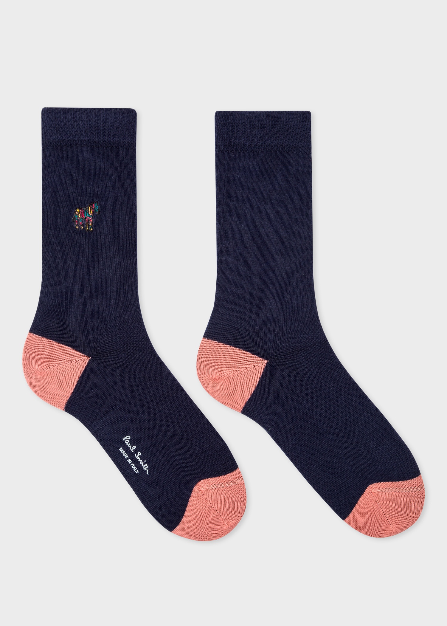 Women's Navy 'Swirl' Embroidered Zebra Socks - 3