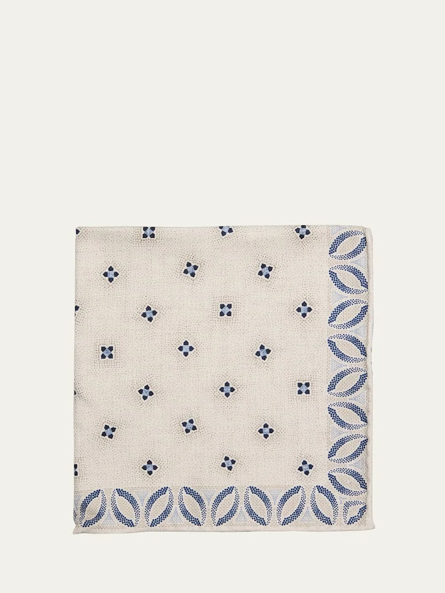 Men's Silk Floral Print Pocket Square - 1