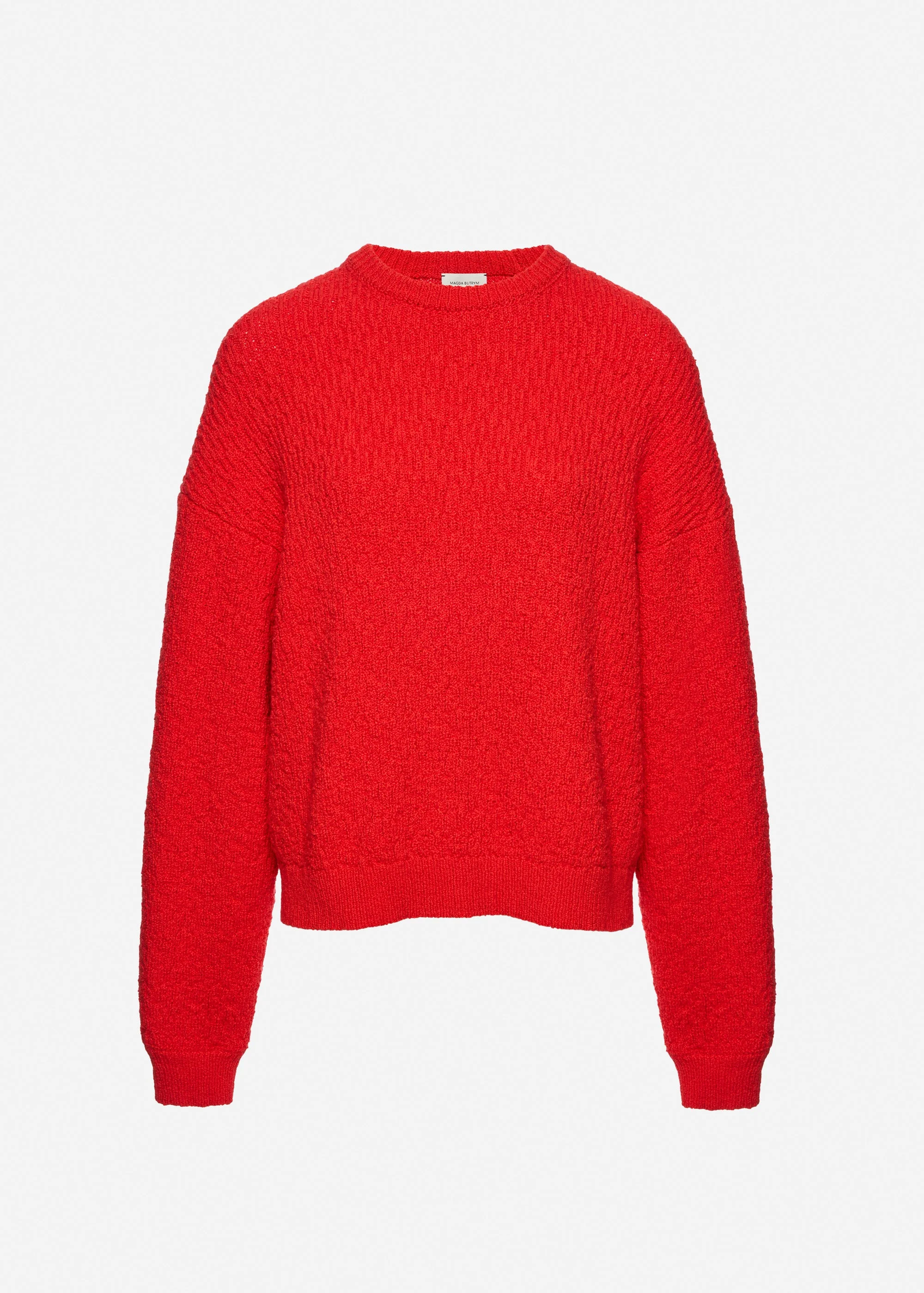 Textured cotton sweater in red - 1