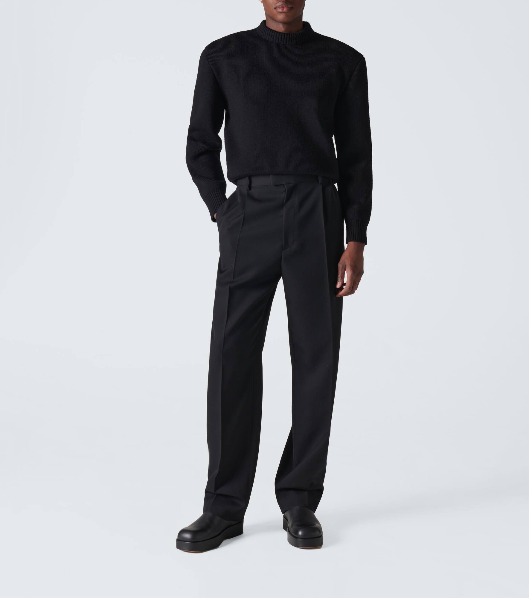 Wool twill straight pants - 2