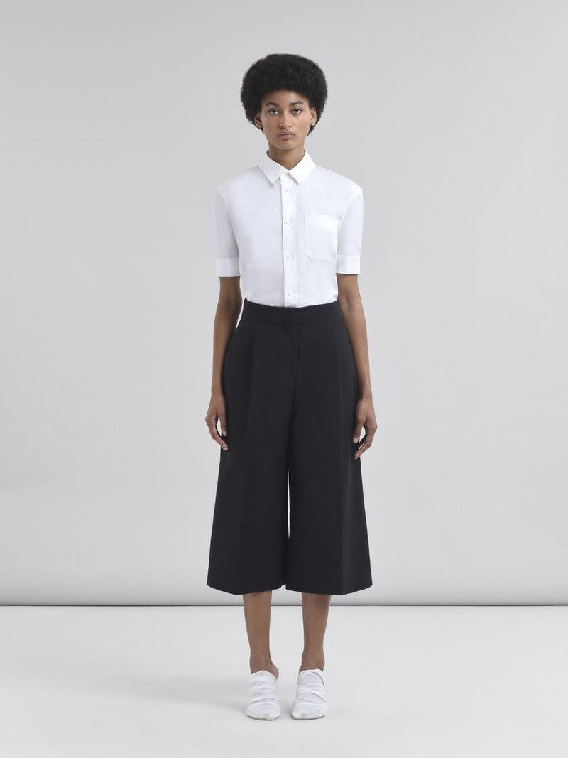 Marni BLACK WIDE LEG COTTON BERMUDA SHORTS WITH MARNI SYMBOL outlook