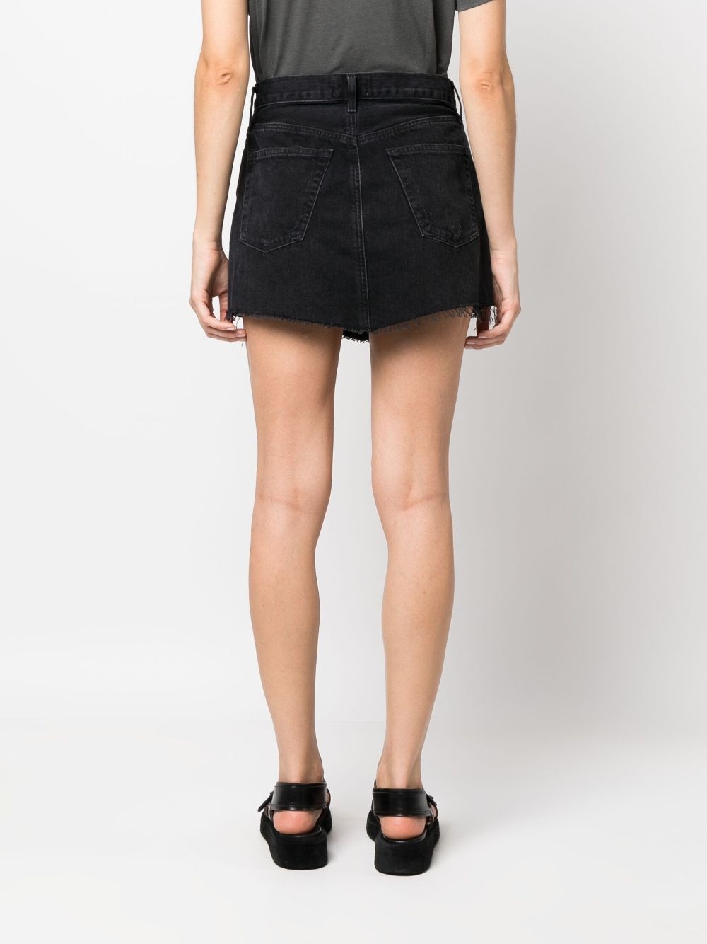 raw-cut hem denim skirt - 4